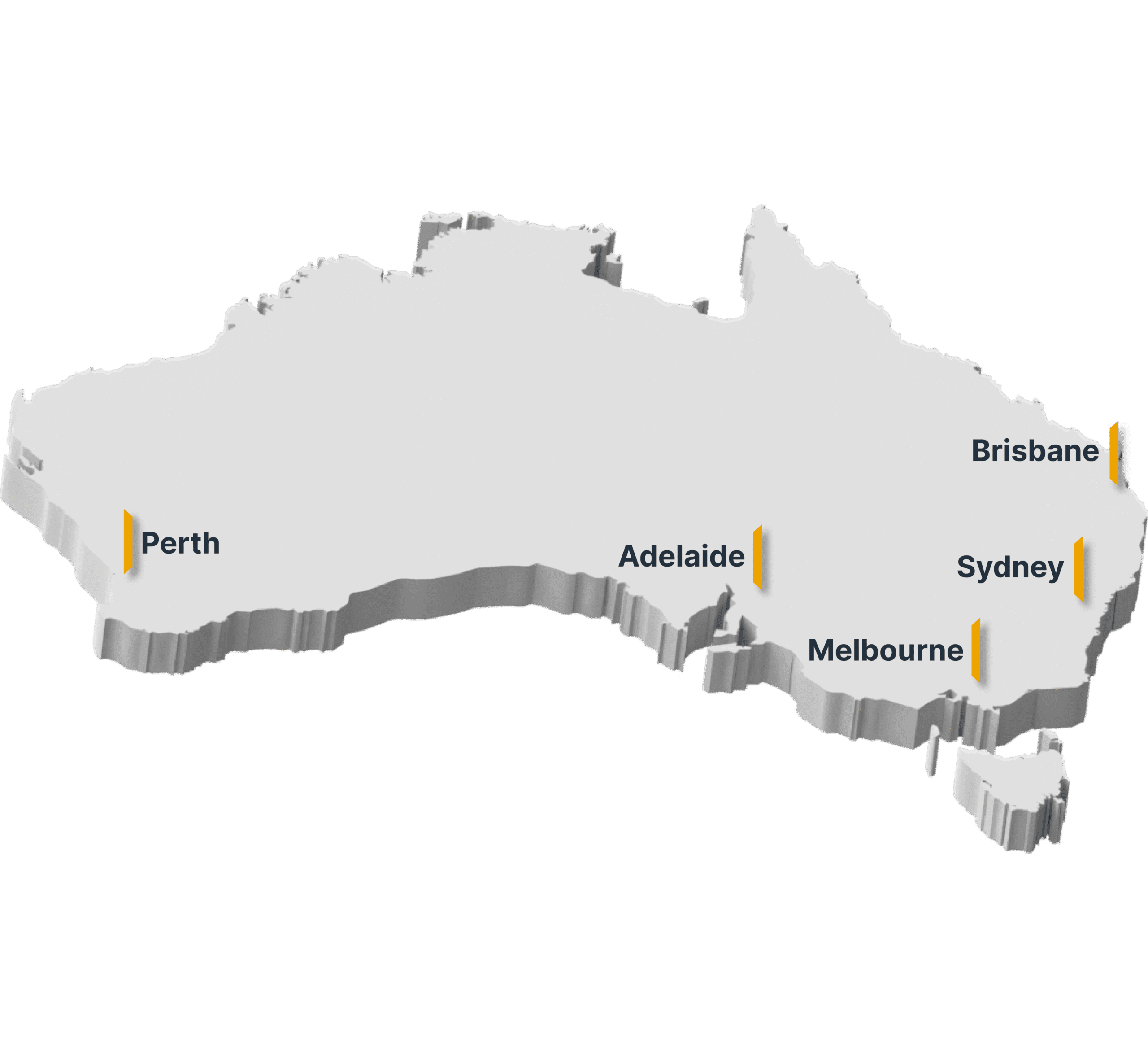 map of Australia, with National's door and gate repair, maintenance, and automation services are located.