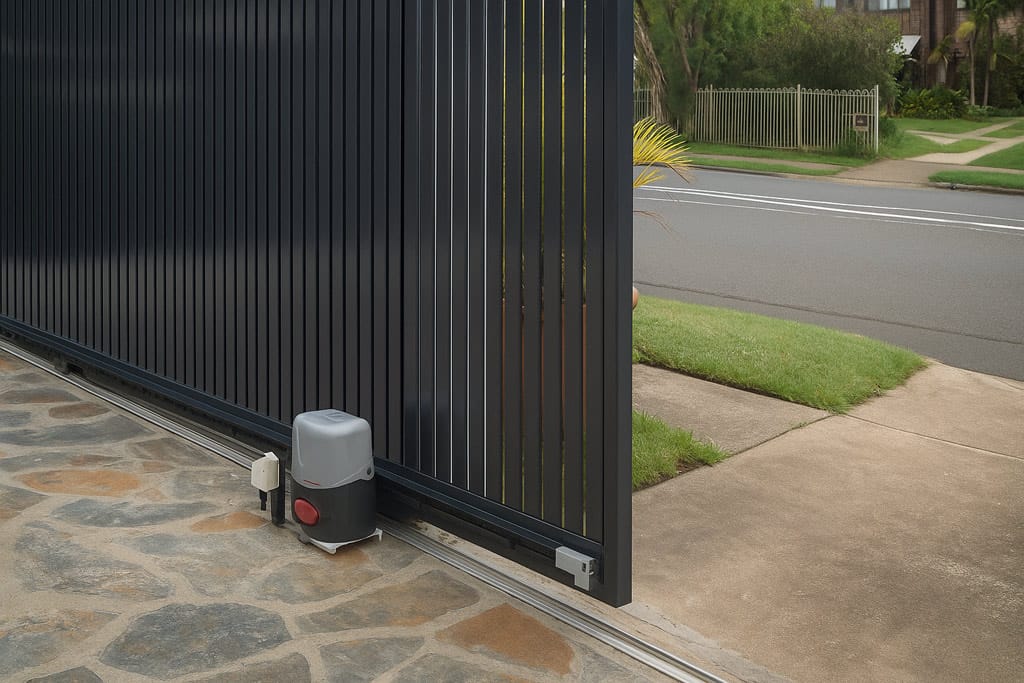 Industrial automated gate system installed at warehouse entrance